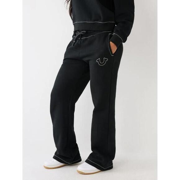 NWT True Religion Big T MR Jogger Sweatpants Jet Black Size Medium 29” Inseam